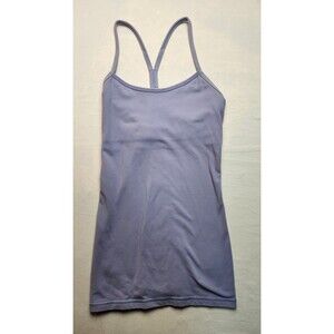 Lululemon Power Y Tank Luon Wee Stripe White Heathered Medium Grey Size 4